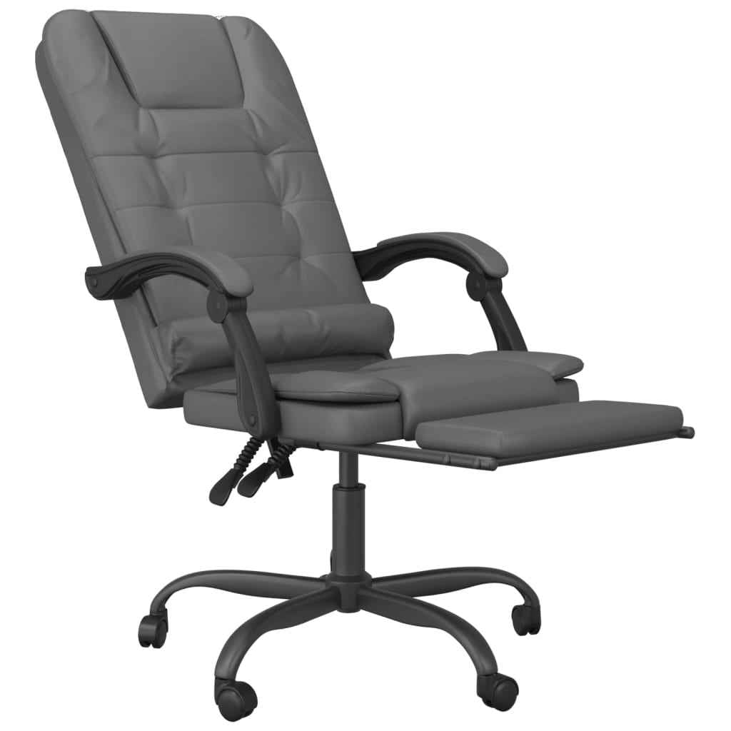 vidaXL Massage Relaxfauteuil voor op kantoor grijs kunstleer