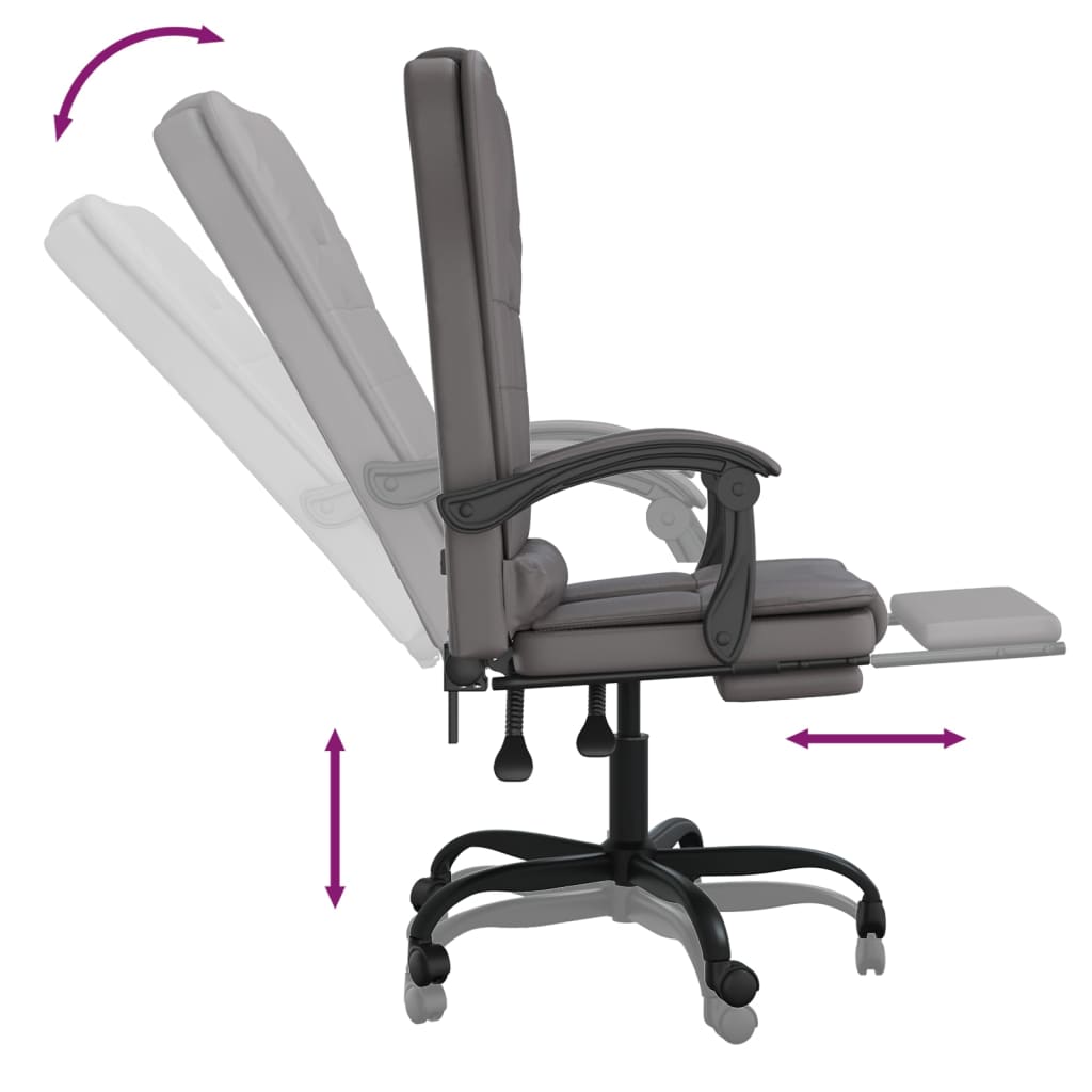vidaXL Massage Relaxfauteuil voor op kantoor grijs kunstleer
