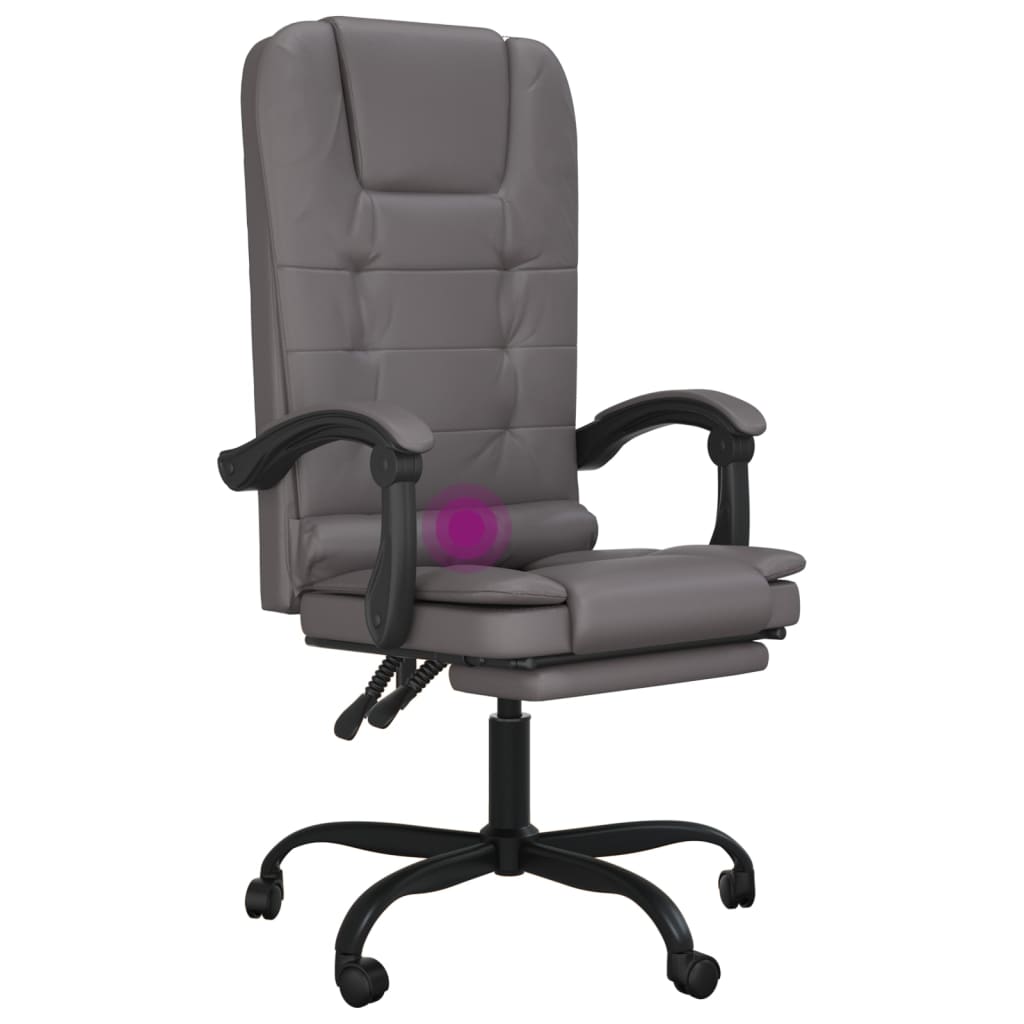 vidaXL Massage Relaxfauteuil voor op kantoor grijs kunstleer