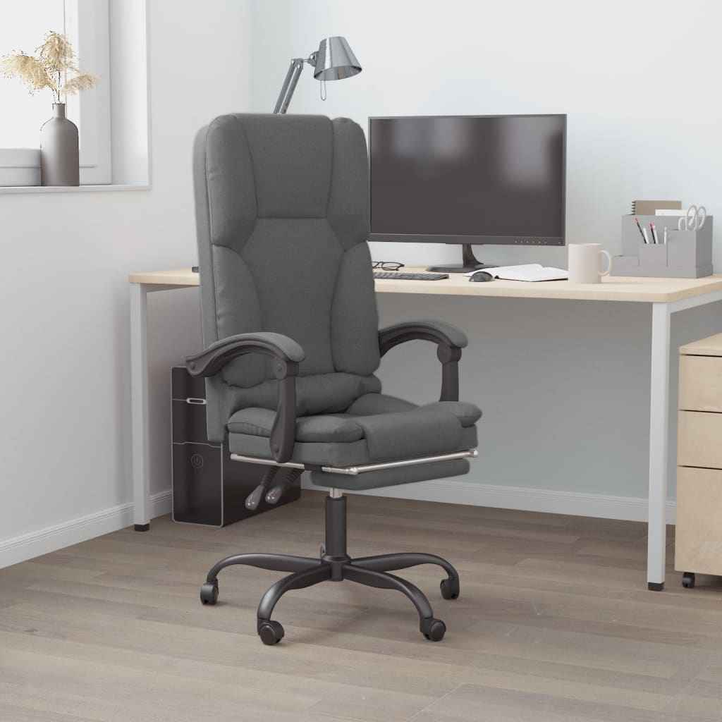 vidaXL Massage Relaxfauteuil voor op kantoor donkergrijs stof