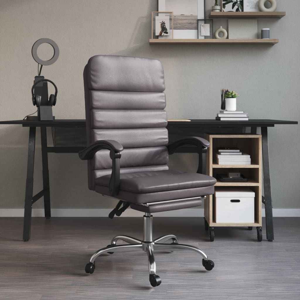 vidaXL Massage Relaxfauteuil voor op kantoor grijs kunstleer