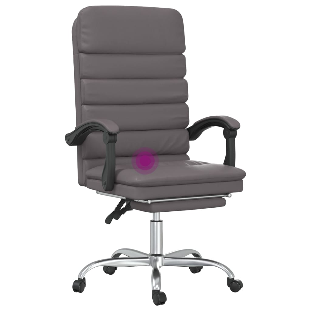 vidaXL Massage Relaxfauteuil voor op kantoor grijs kunstleer