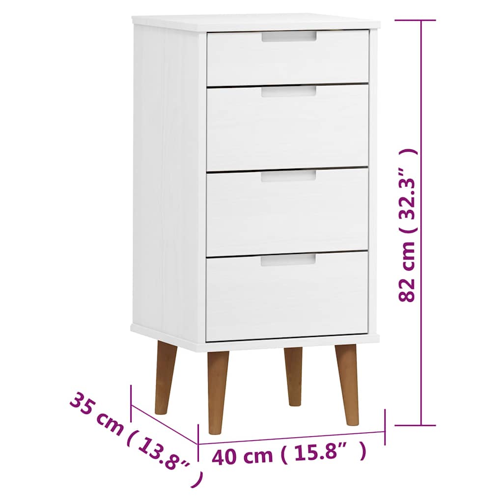 vidaXL Ladekast MOLDE 40x35x82 cm massief grenenhout grijs