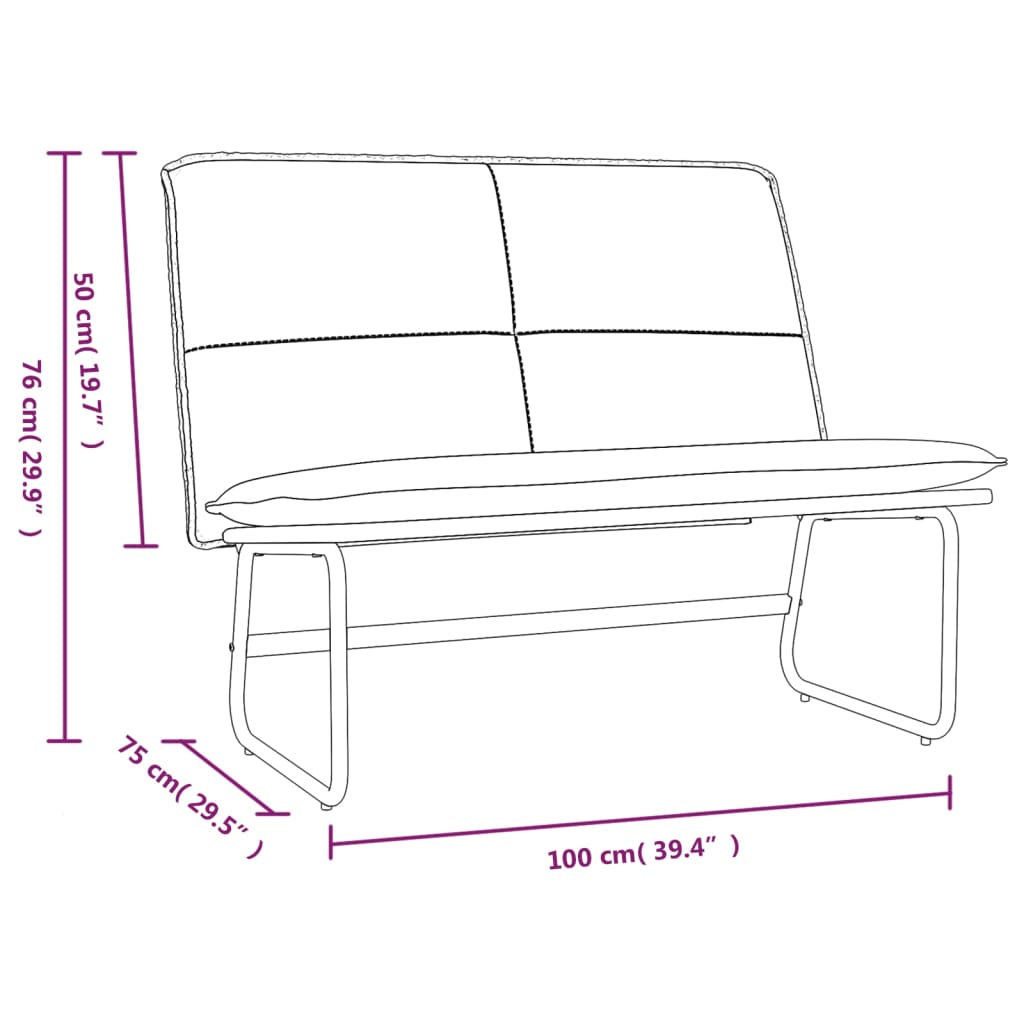 vidaXL Bankje 100x75x76 cm kunstleer zwart