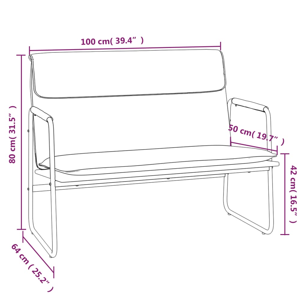 vidaXL Bankje 100x64x80 cm stof donkergrijs