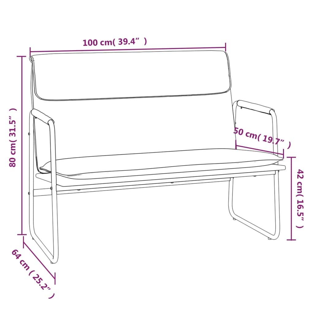 vidaXL Bankje 100x64x80 cm kunstleer zwart