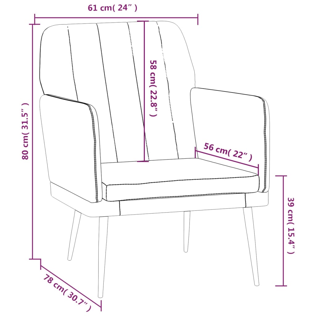 vidaXL Fauteuil 61x78x80 cm kunstleer zwart