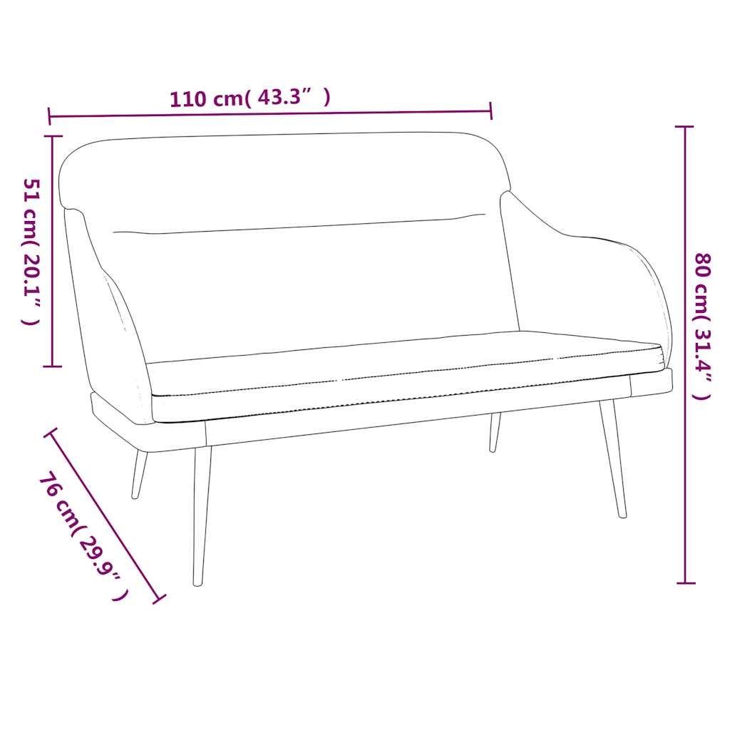 vidaXL Bankje 110x76x80 cm fluweel lichtgrijs