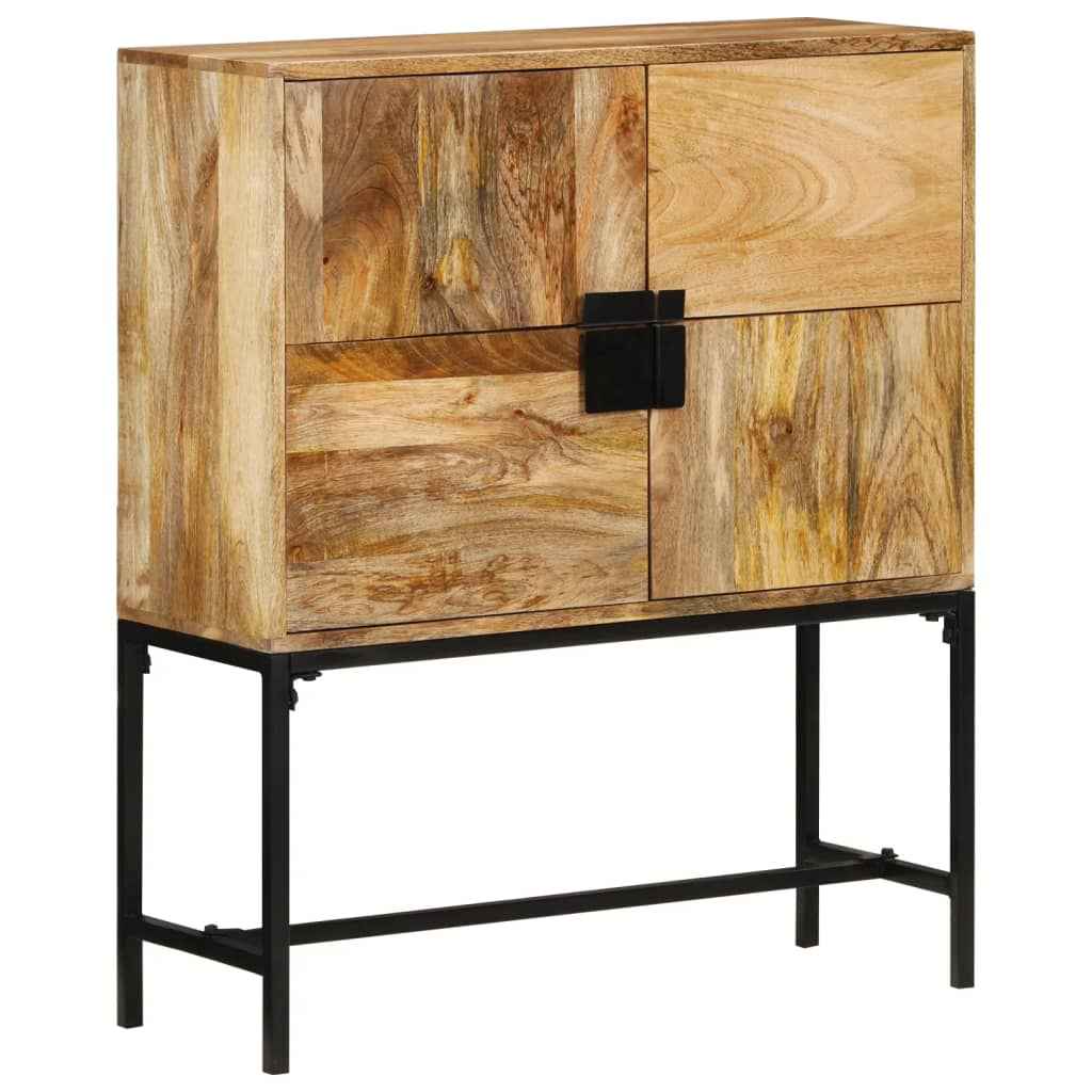 vidaXL Hoge kast 80x30x95 cm massief ruw mangohout