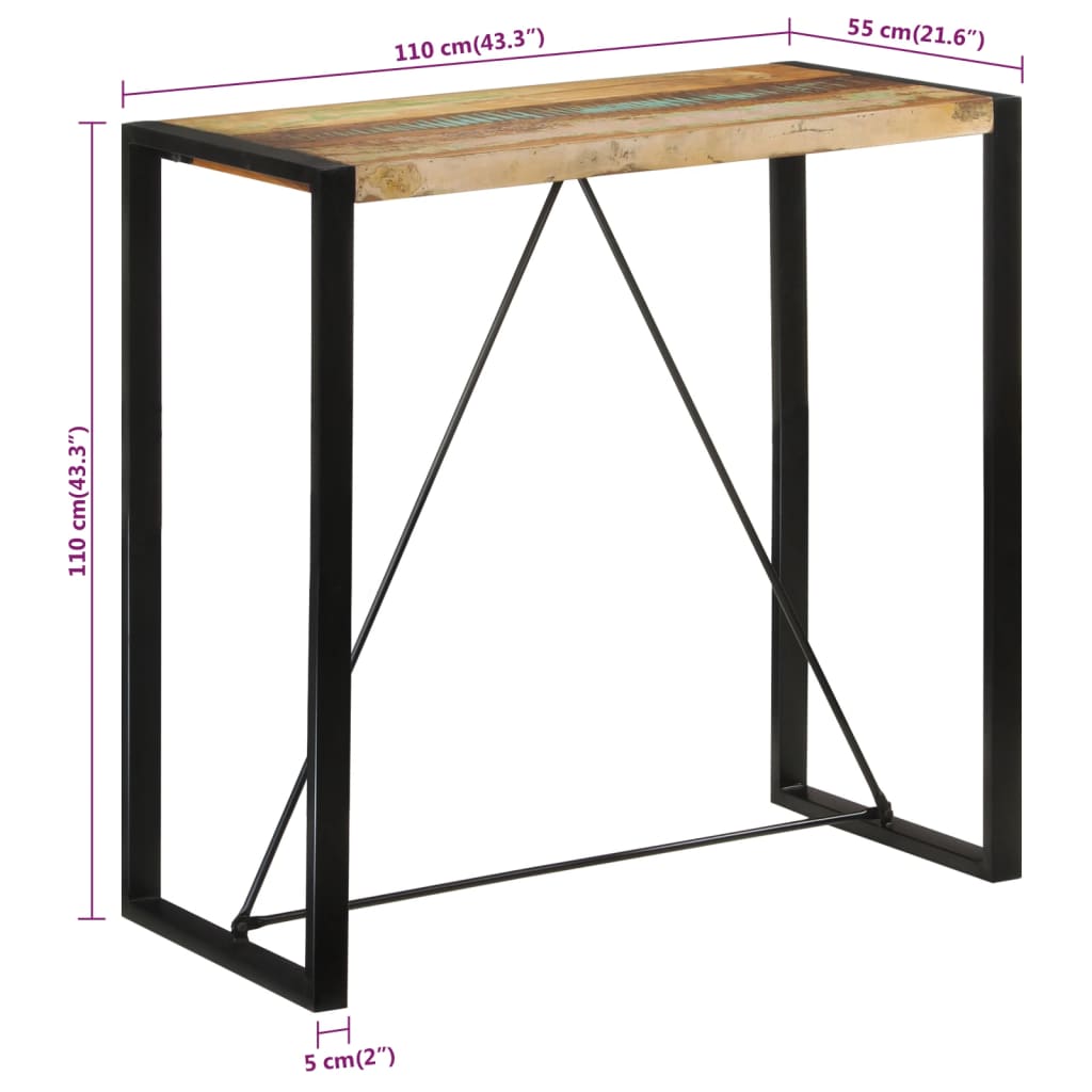 vidaXL Bartafel 60x55x110 cm massief gerecycled hout - Aashly