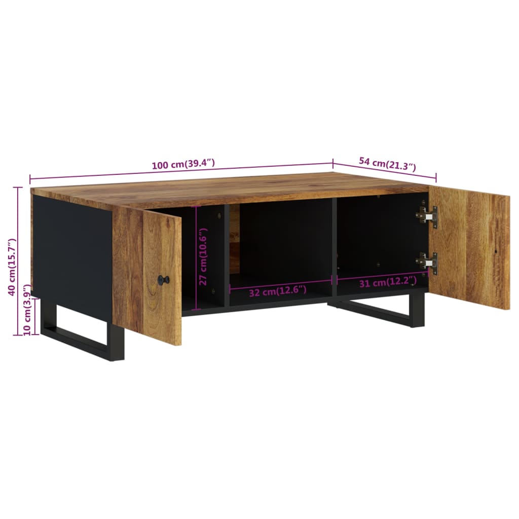 vidaXL Salontafel 100x54x40 cm massief mangohout en bewerkt hout - Aashly