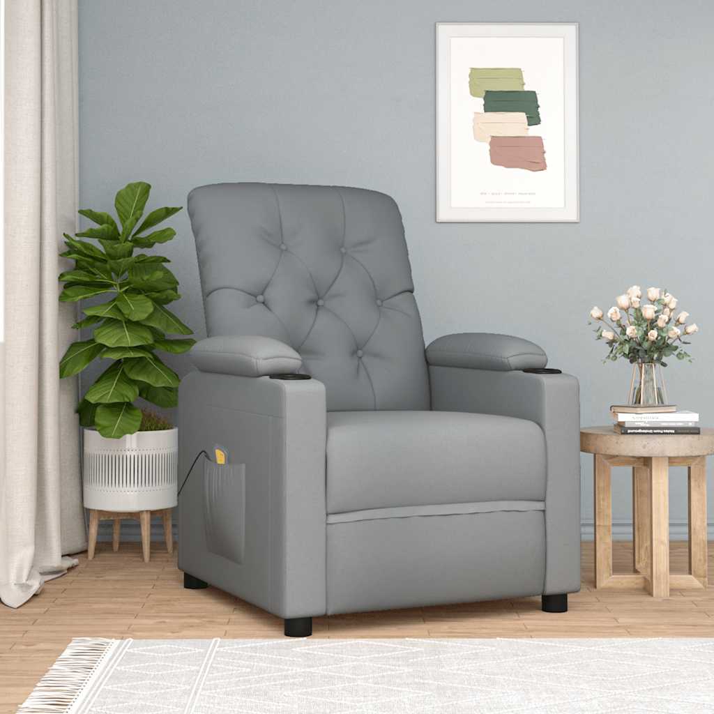 vidaXL Massagestoel met lichtgrijze stof