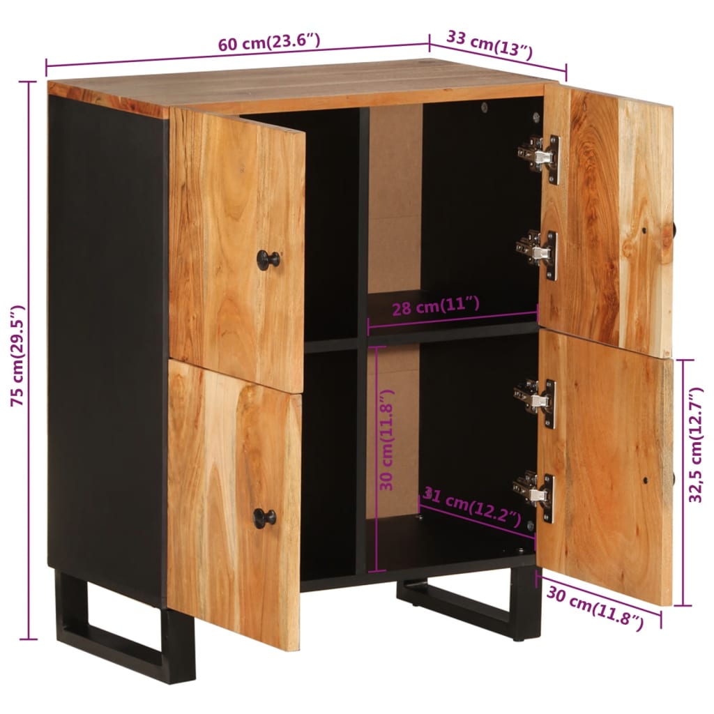 vidaXL Dressoir met 4 deuren 60x33x75 cm massief gerecycled hout