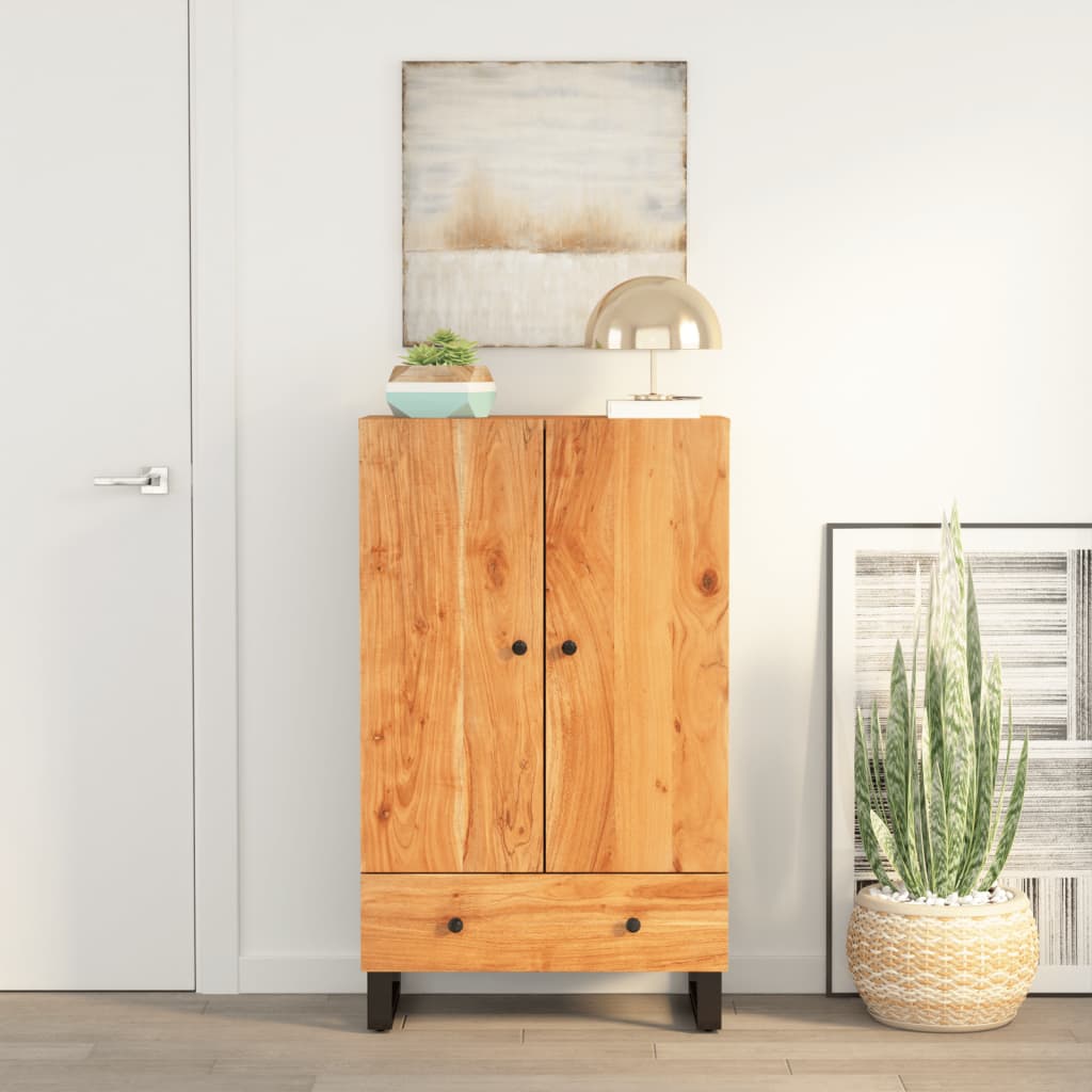 vidaXL Tall Cabinet with Drawer 60x33x100 cm Solid Mango Wood and Iron