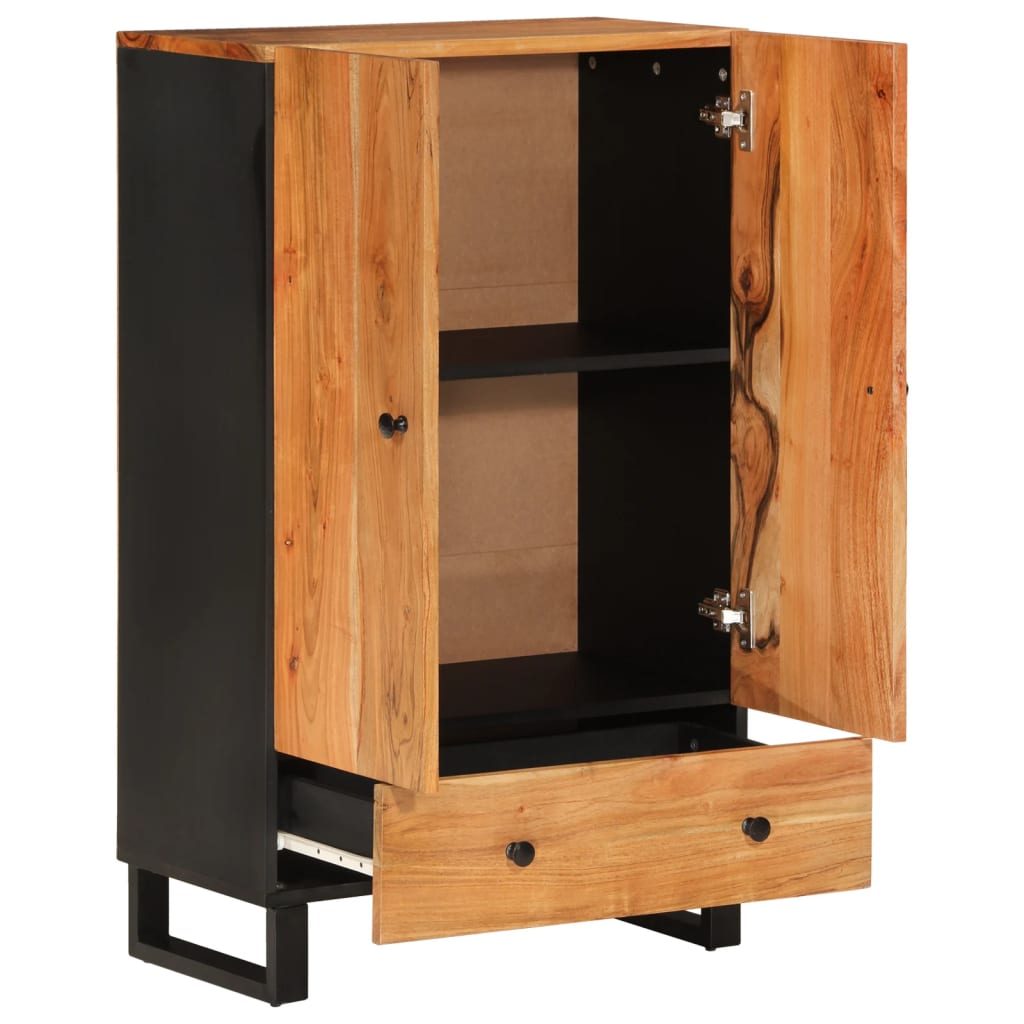 vidaXL Tall Cabinet with Drawer 60x33x100 cm Solid Mango Wood and Iron