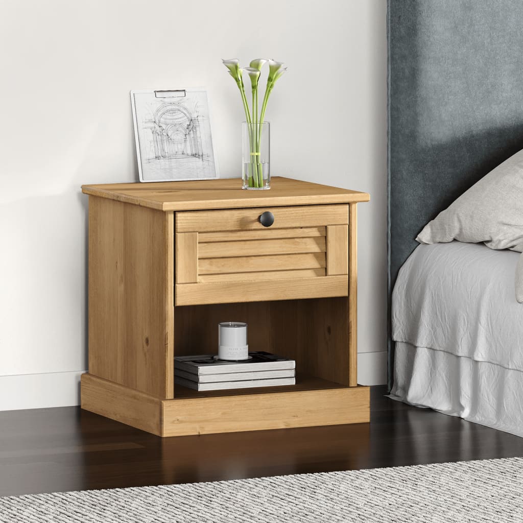 vidaXL Nachtkastje VIGO 42x35x42 cm massief grenenhout grijs