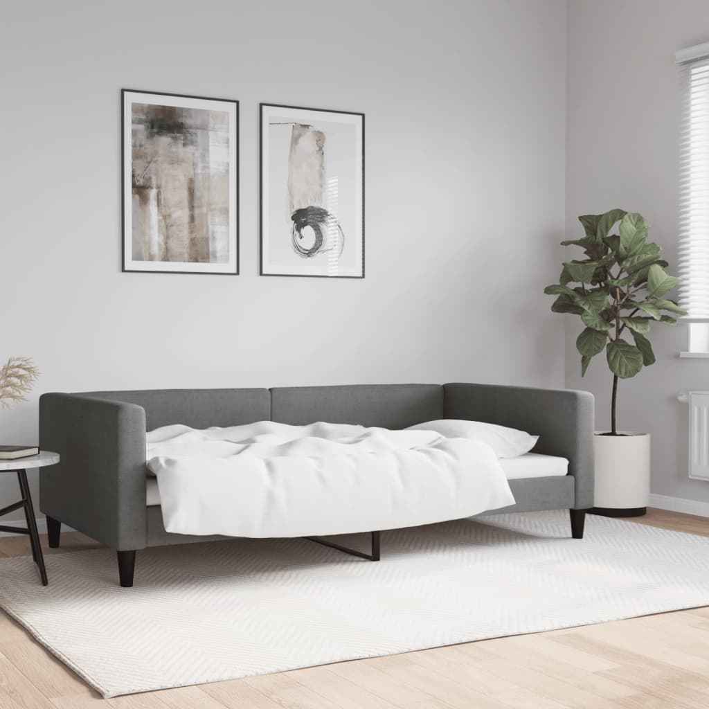 vidaXL Slaapbank met onderschuifbed 100x190 cm stof lichtgrijs