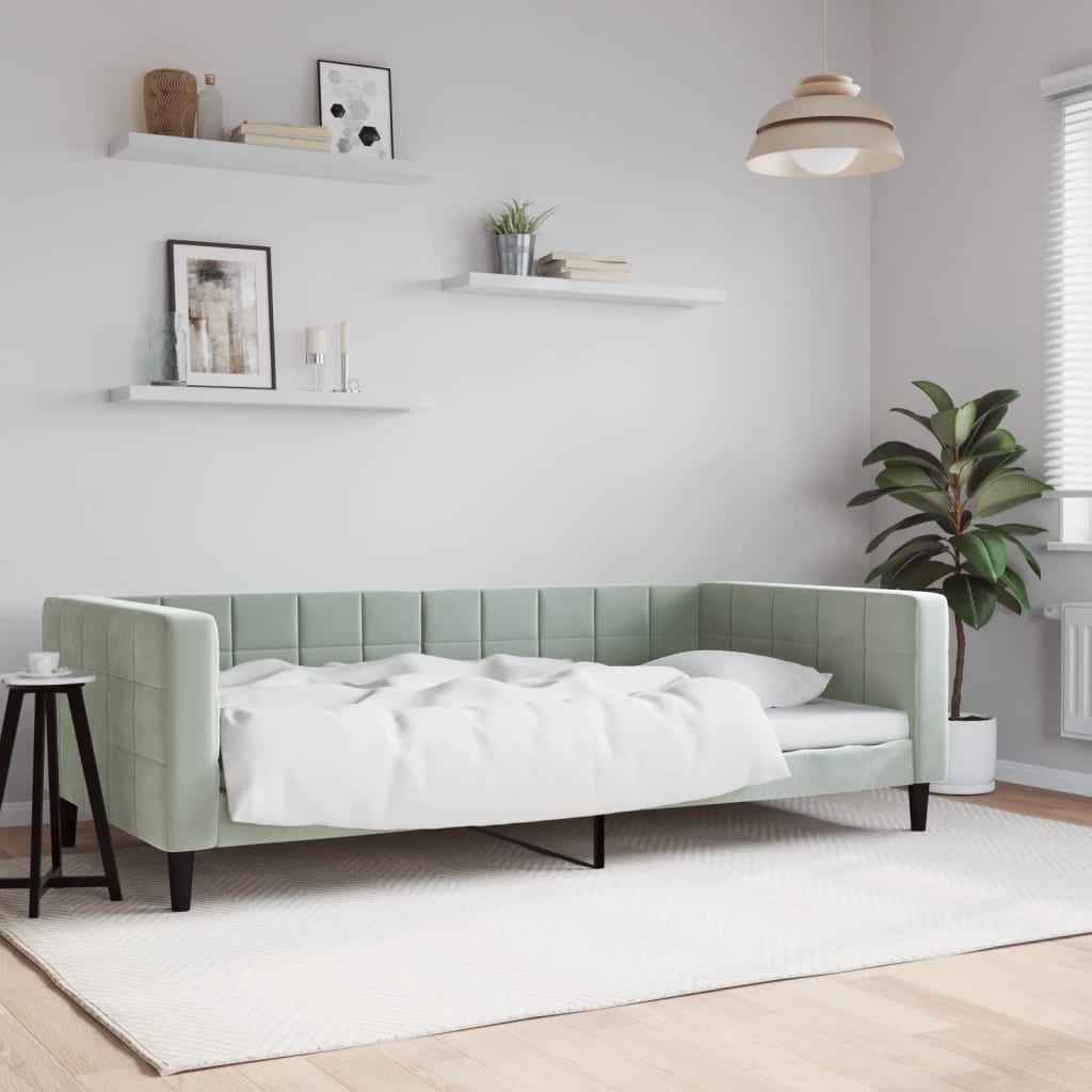 vidaXL Slaapbank 100x190 cm fluweel lichtgrijs