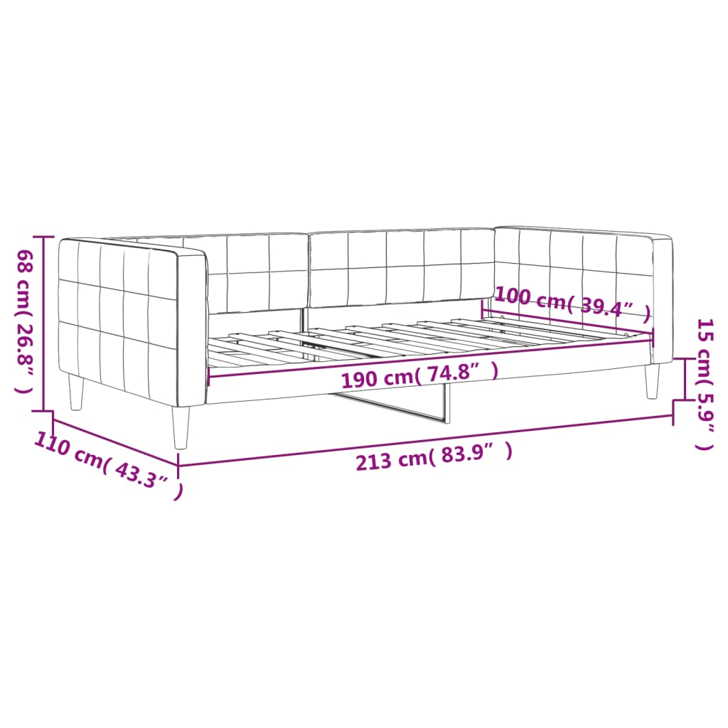 vidaXL Slaapbank 100x190 cm fluweel lichtgrijs