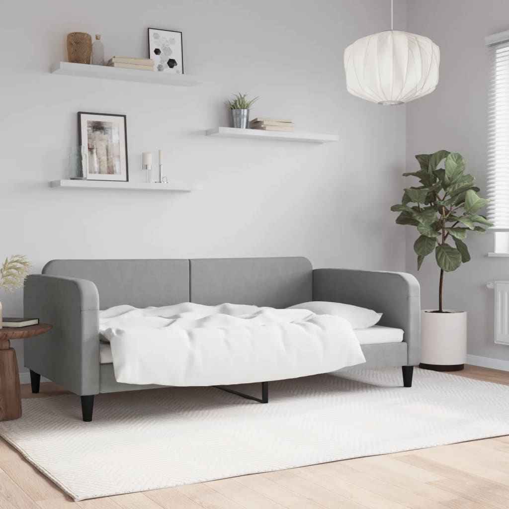 vidaXL Slaapbank 100x190 cm stof lichtgrijs