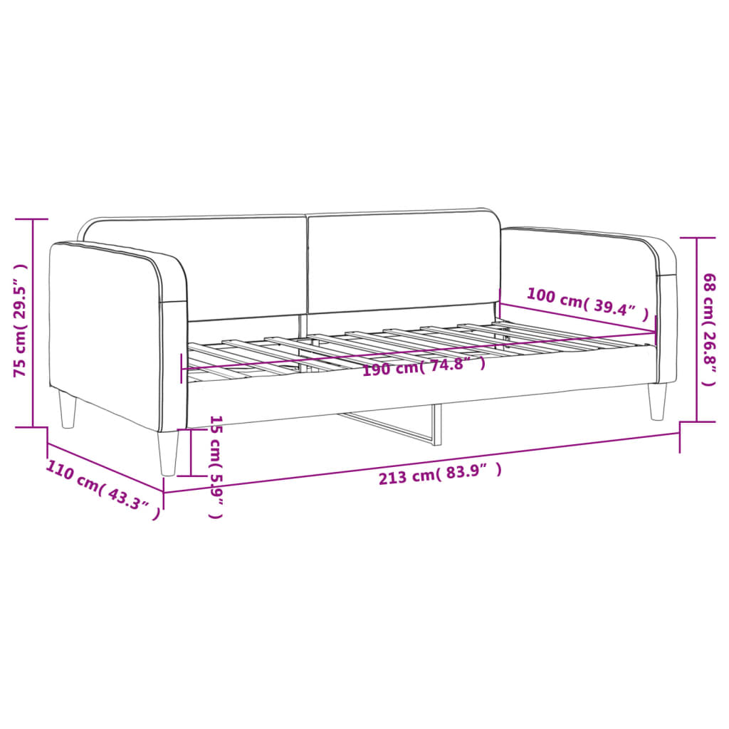 vidaXL Slaapbank 100x190 cm stof lichtgrijs