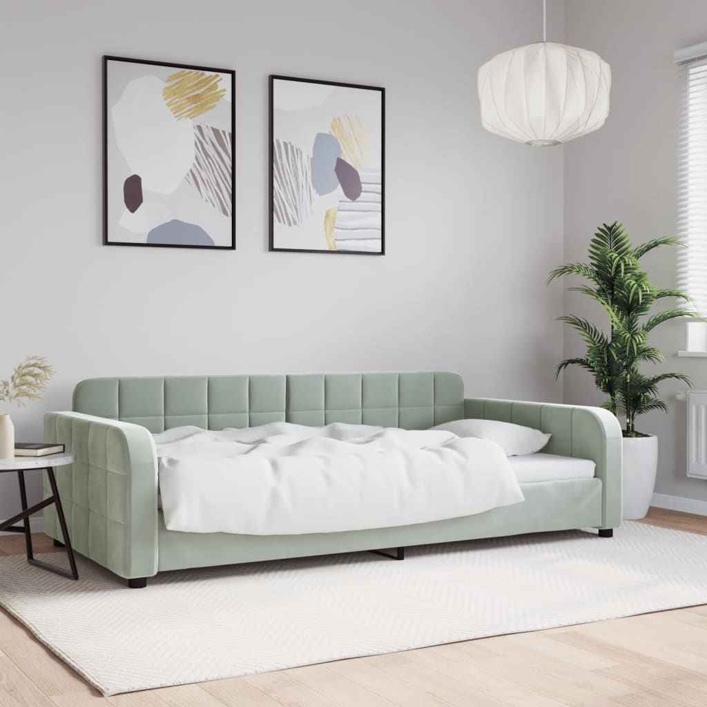 vidaXL Slaapbank 100x190 cm fluweel lichtgrijs