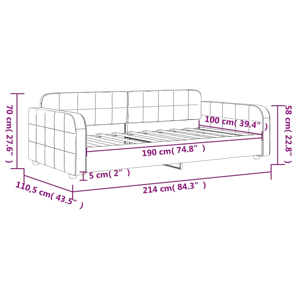 vidaXL Slaapbank 100x190 cm fluweel lichtgrijs