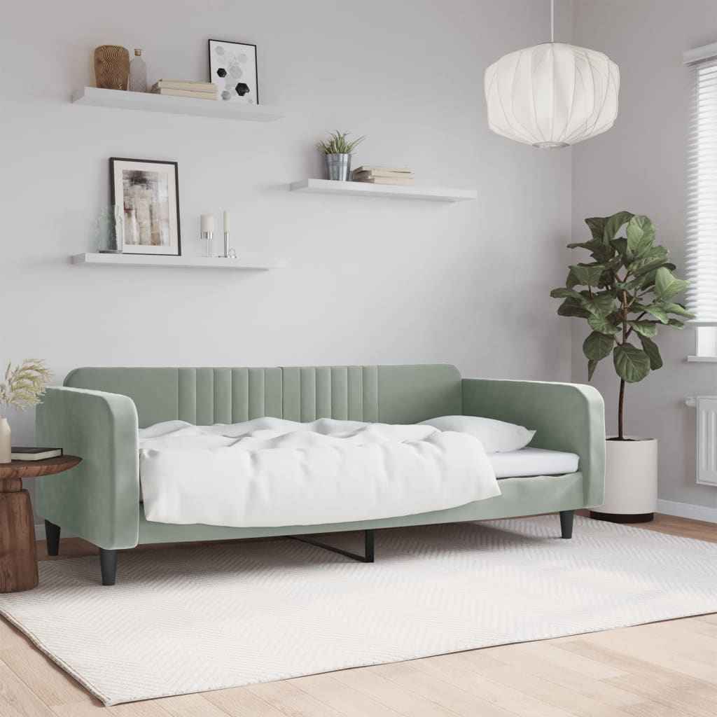 vidaXL Slaapbank 100x190 cm fluweel lichtgrijs