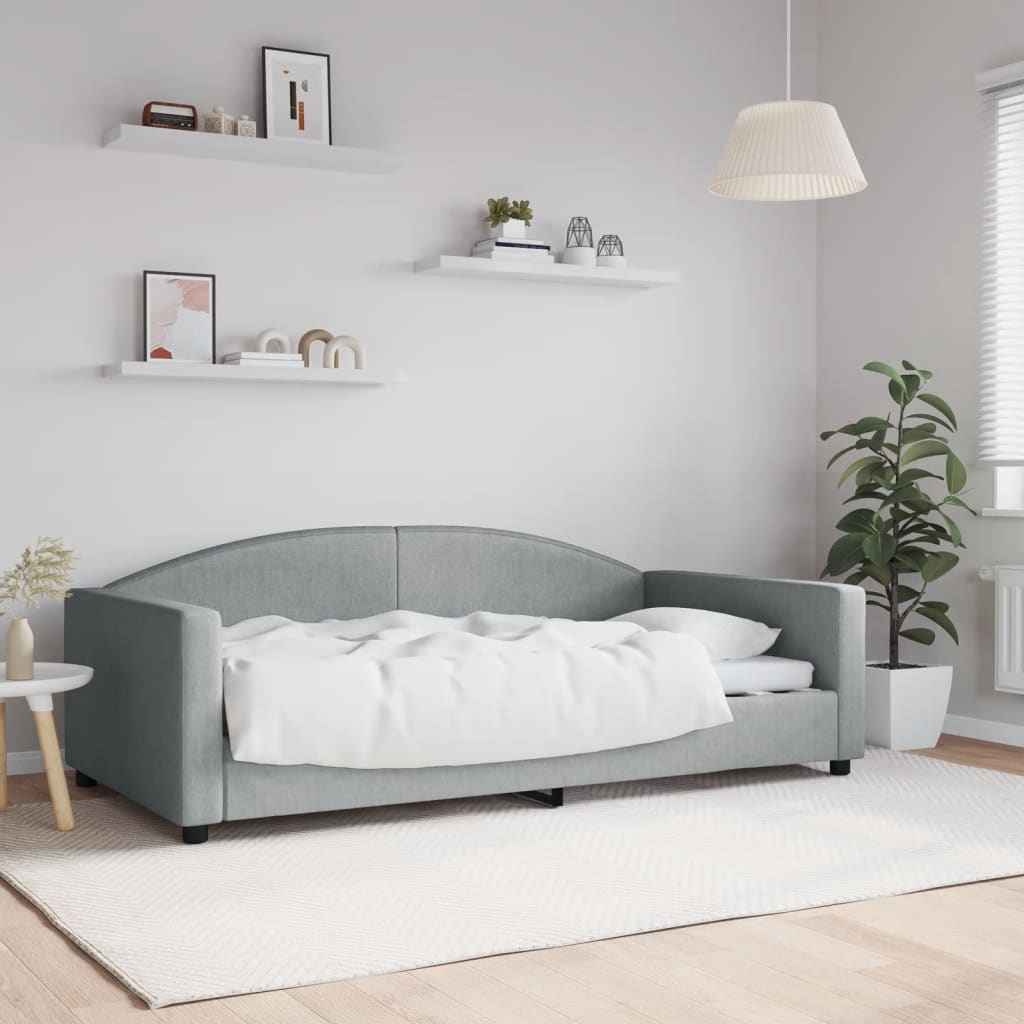 vidaXL Slaapbank met onderschuifbed 100x190 cm stof lichtgrijs (VS)