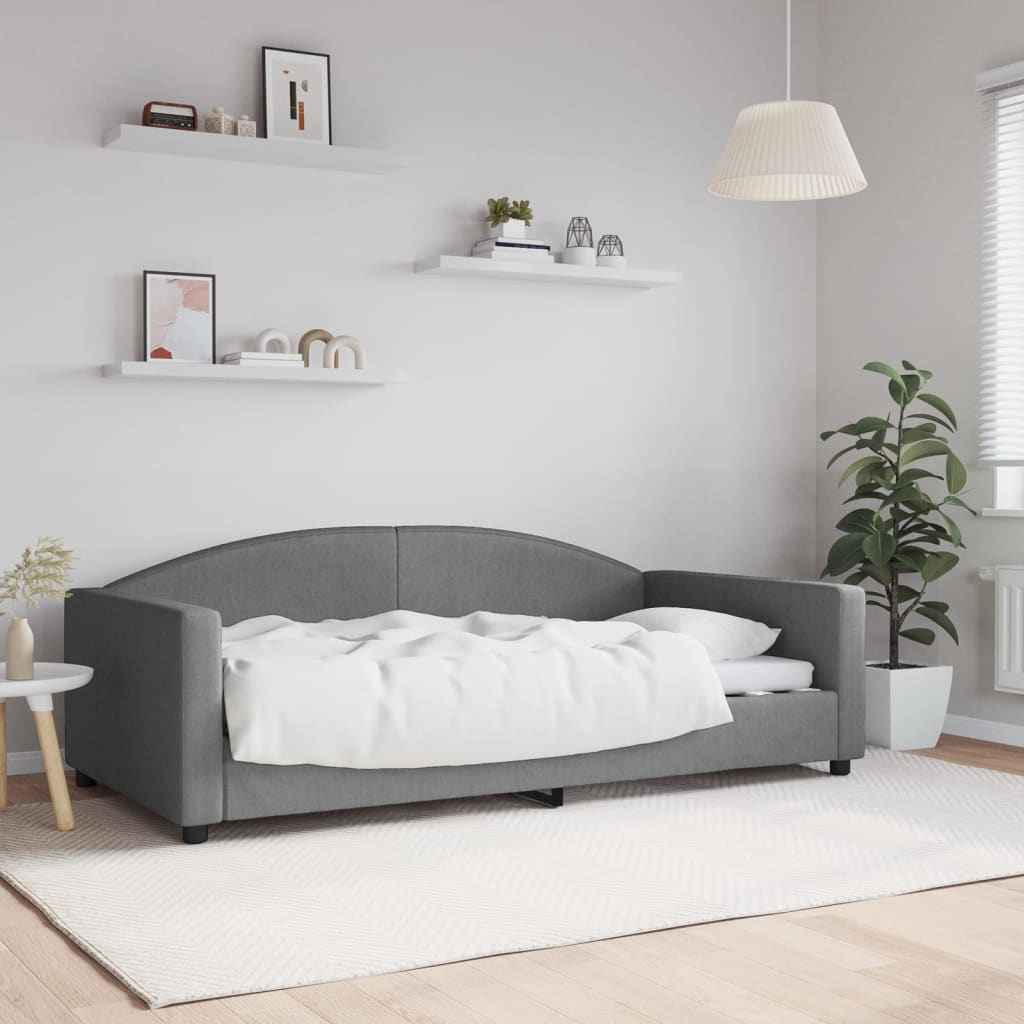 vidaXL Slaapbank met onderschuifbed 100x190 cm stof lichtgrijs (VS)
