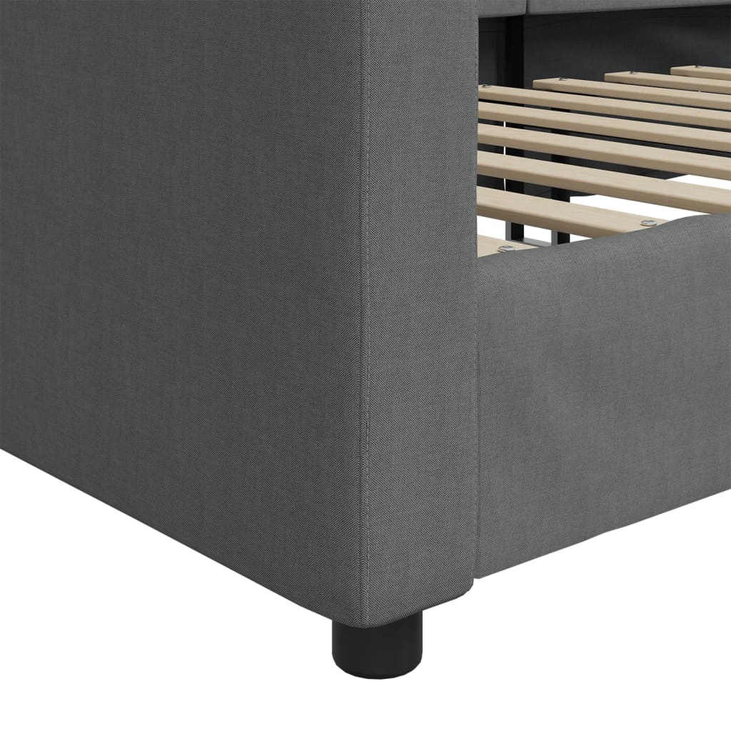 vidaXL Slaapbank met onderschuifbed 100x190 cm stof lichtgrijs (VS)