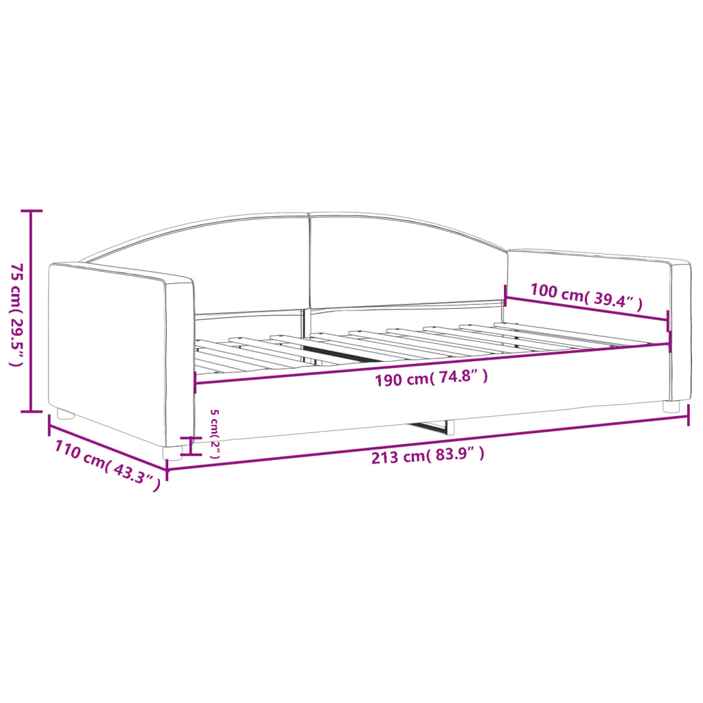 vidaXL Slaapbank met onderschuifbed 100x190 cm stof lichtgrijs (VS)