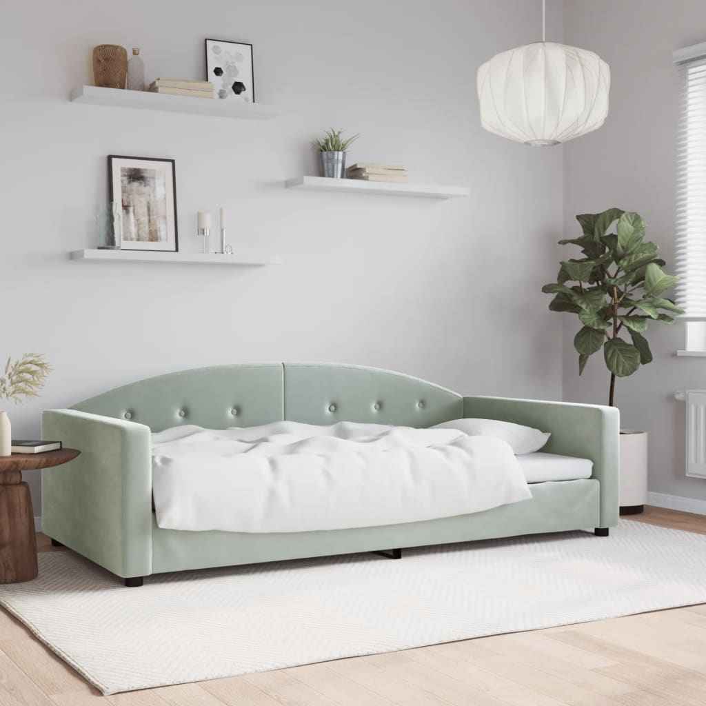 vidaXL Slaapbank 100x190 cm fluweel lichtgrijs