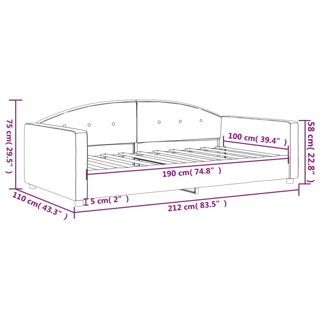 vidaXL Slaapbank 100x190 cm fluweel lichtgrijs