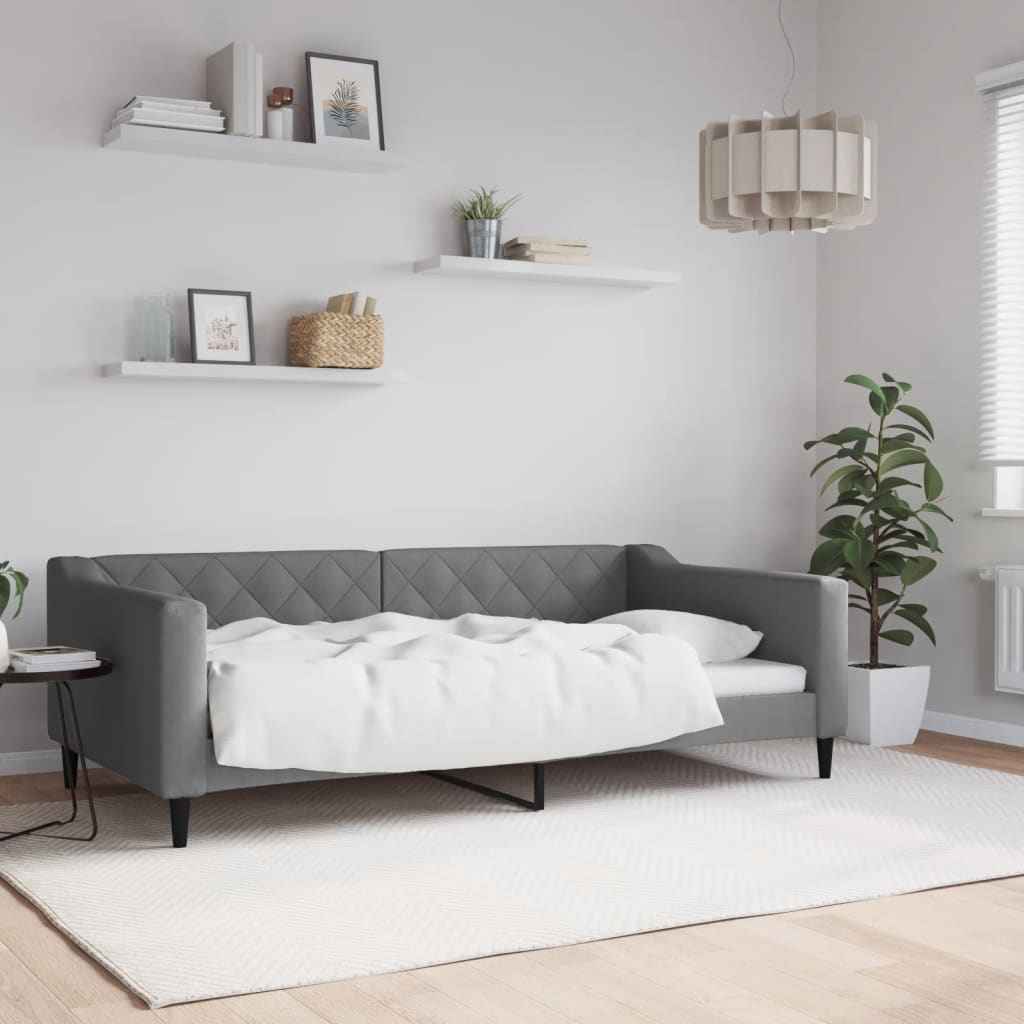 vidaXL Slaapbank 100x190 cm stof donkergrijs