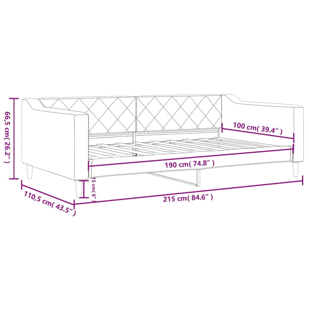 vidaXL Slaapbank 100x190 cm stof donkergrijs