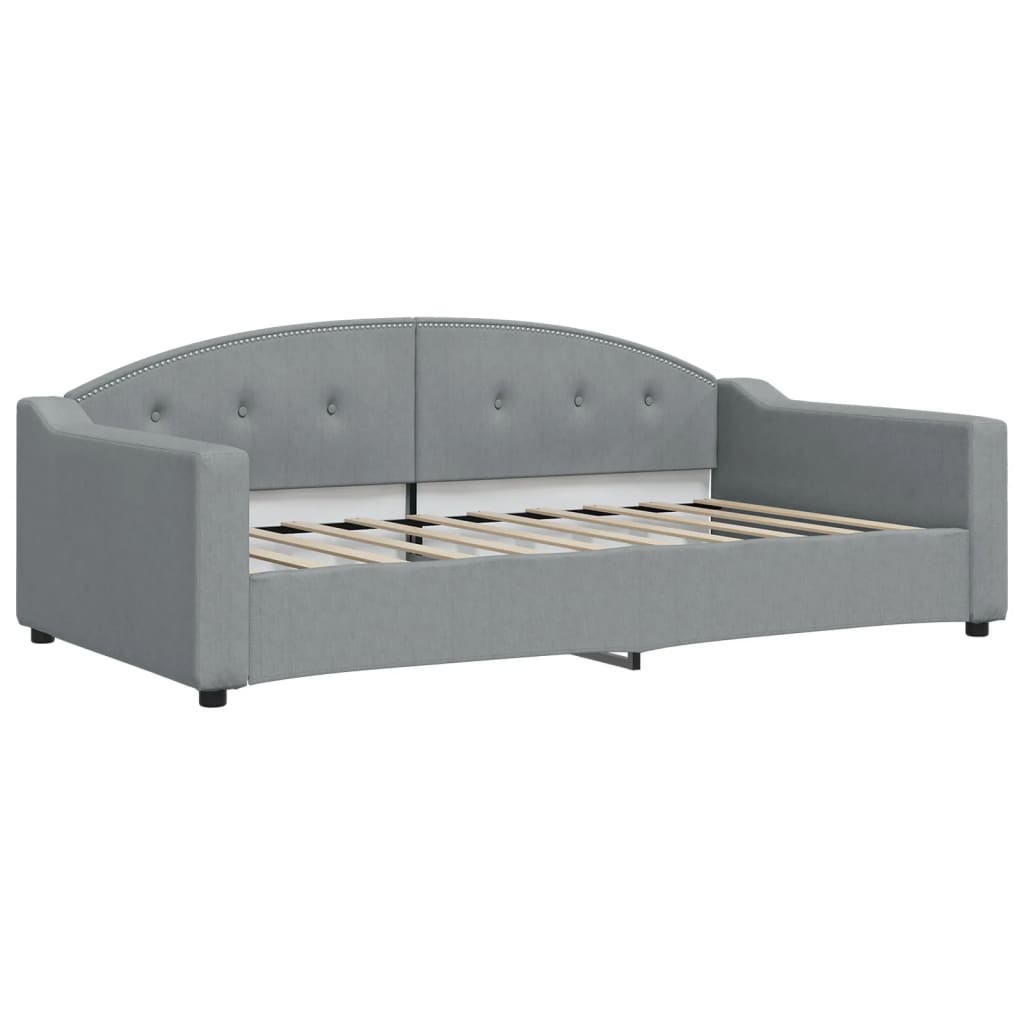 vidaXL Slaapbank met onderschuifbed 100x190 cm stof lichtgrijs
