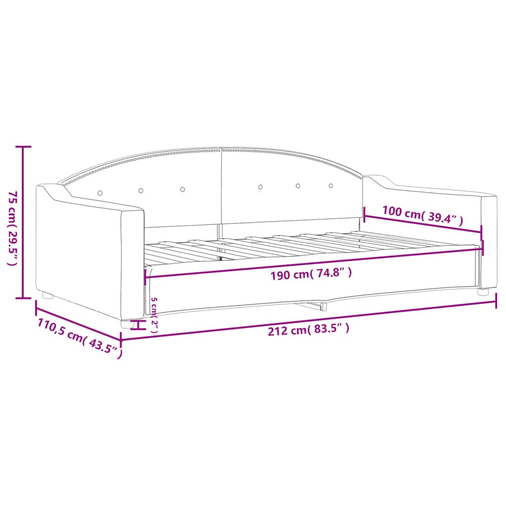 vidaXL Slaapbank met onderschuifbed 100x190 cm stof lichtgrijs