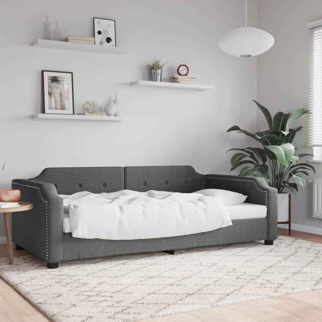 vidaXL Slaapbank 100x190 cm stof donkergrijs