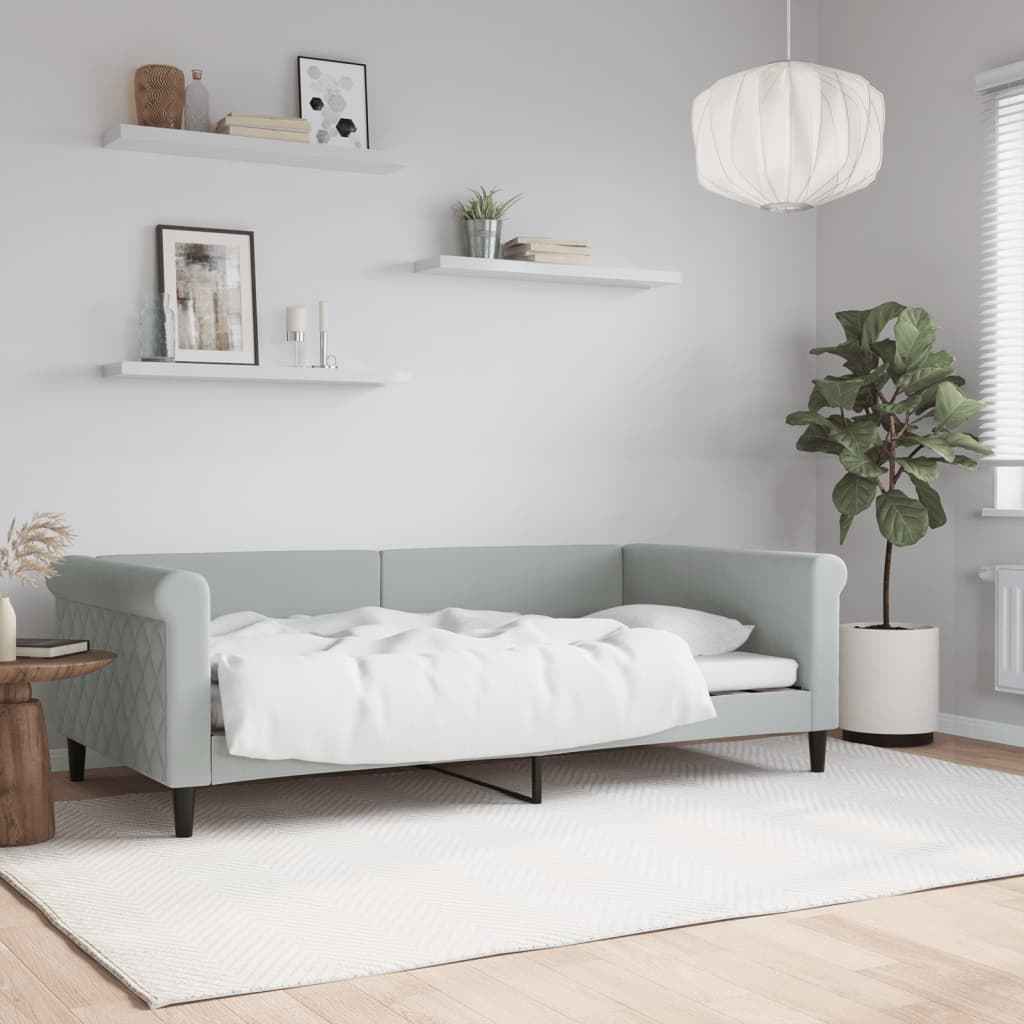 vidaXL Slaapbank 100x190 cm fluweel lichtgrijs