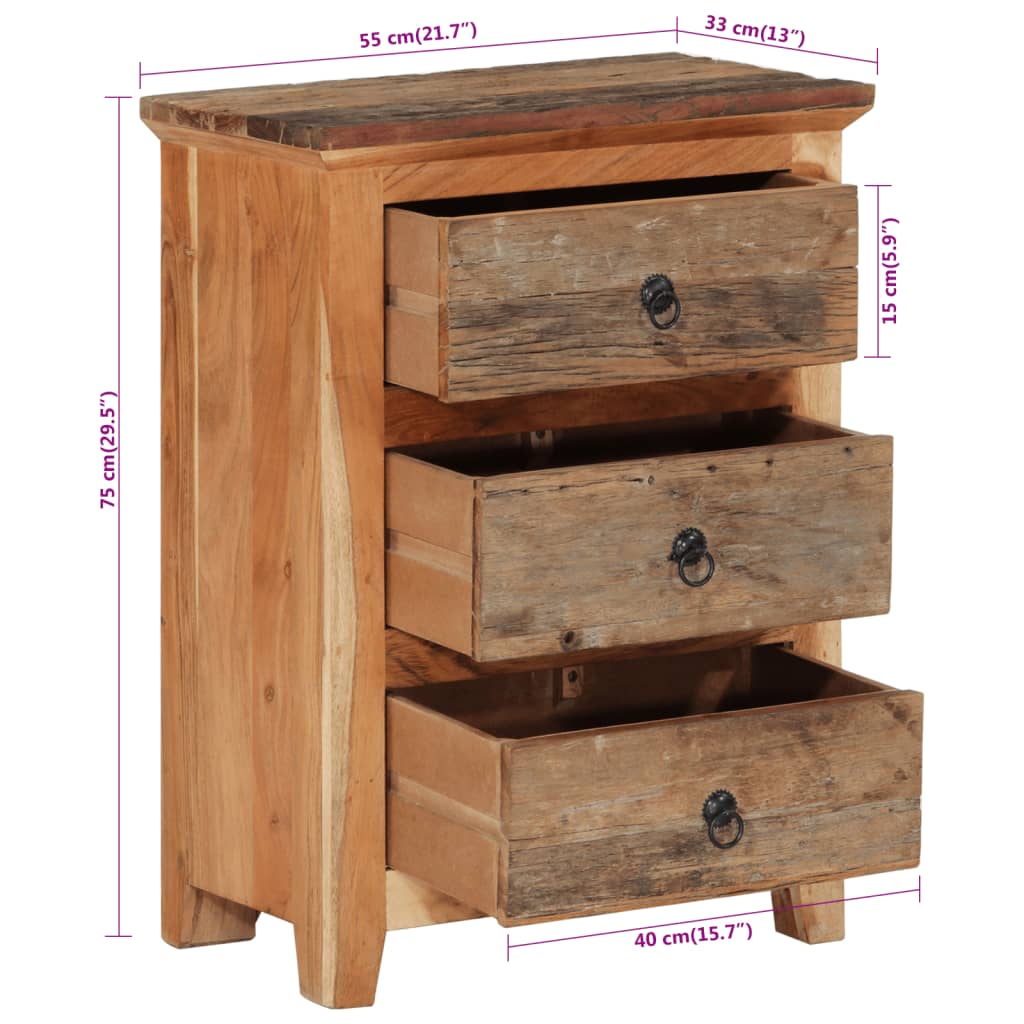 vidaXL Dressoir 60x33x75 cm massief acaciahout en gerecycled hout