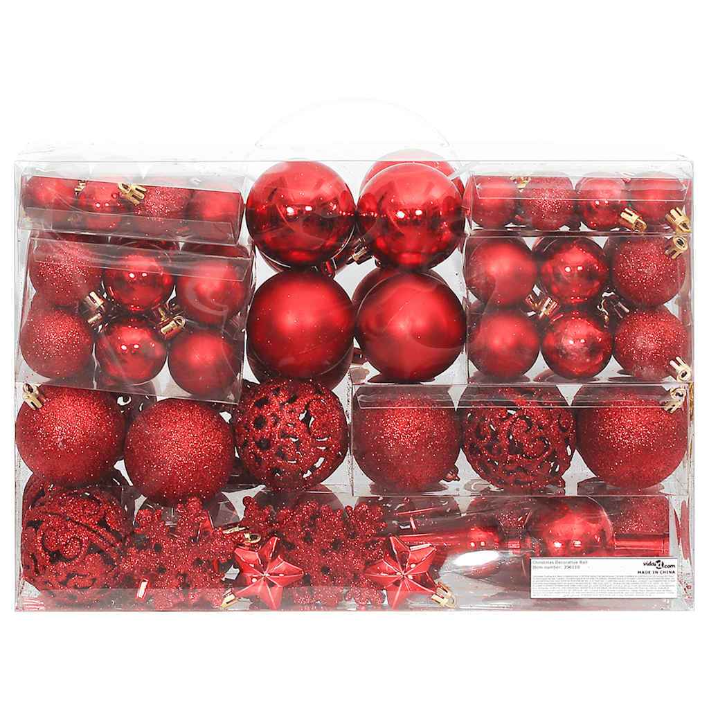 vidaXL 111-delige Kerstballenset polystyreen rood