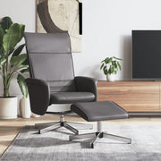 vidaXL Fauteuil verstelbaar met voetenbankje kunstleer grijs
