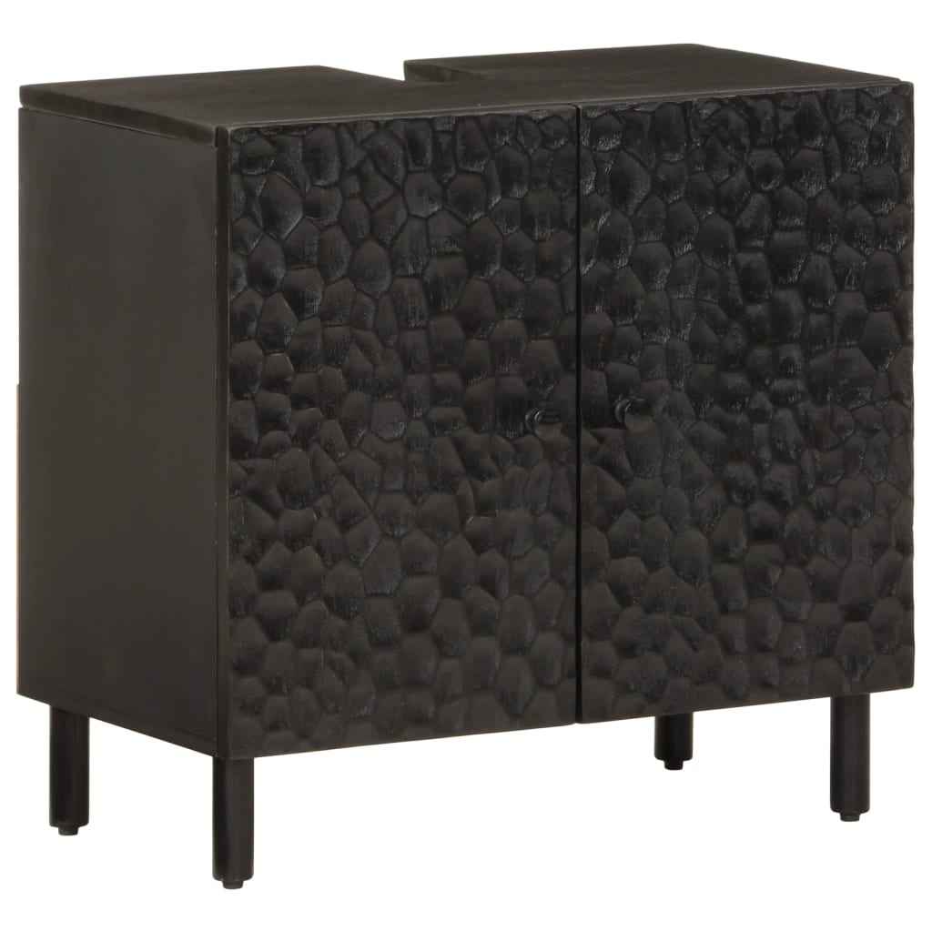 vidaXL Wastafelkast 62x33x58 cm massief mangohout zwart