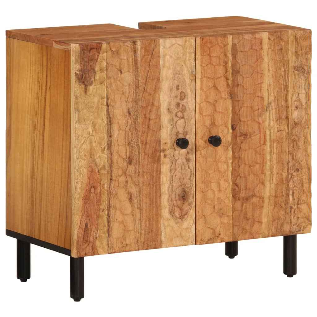 vidaXL Wastafelkast 62x33x58 cm massief mangohout zwart
