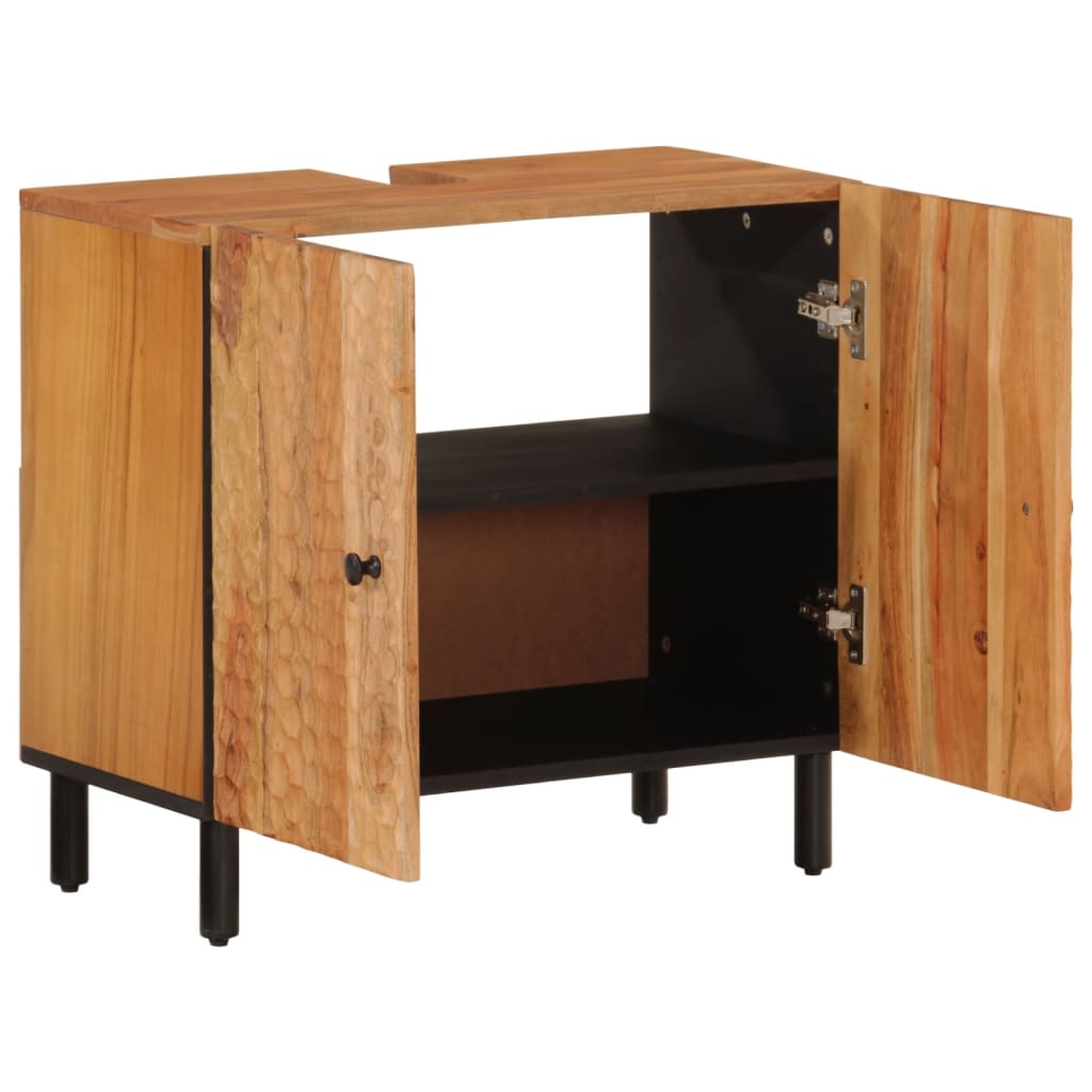vidaXL Wastafelkast 62x33x58 cm massief mangohout zwart