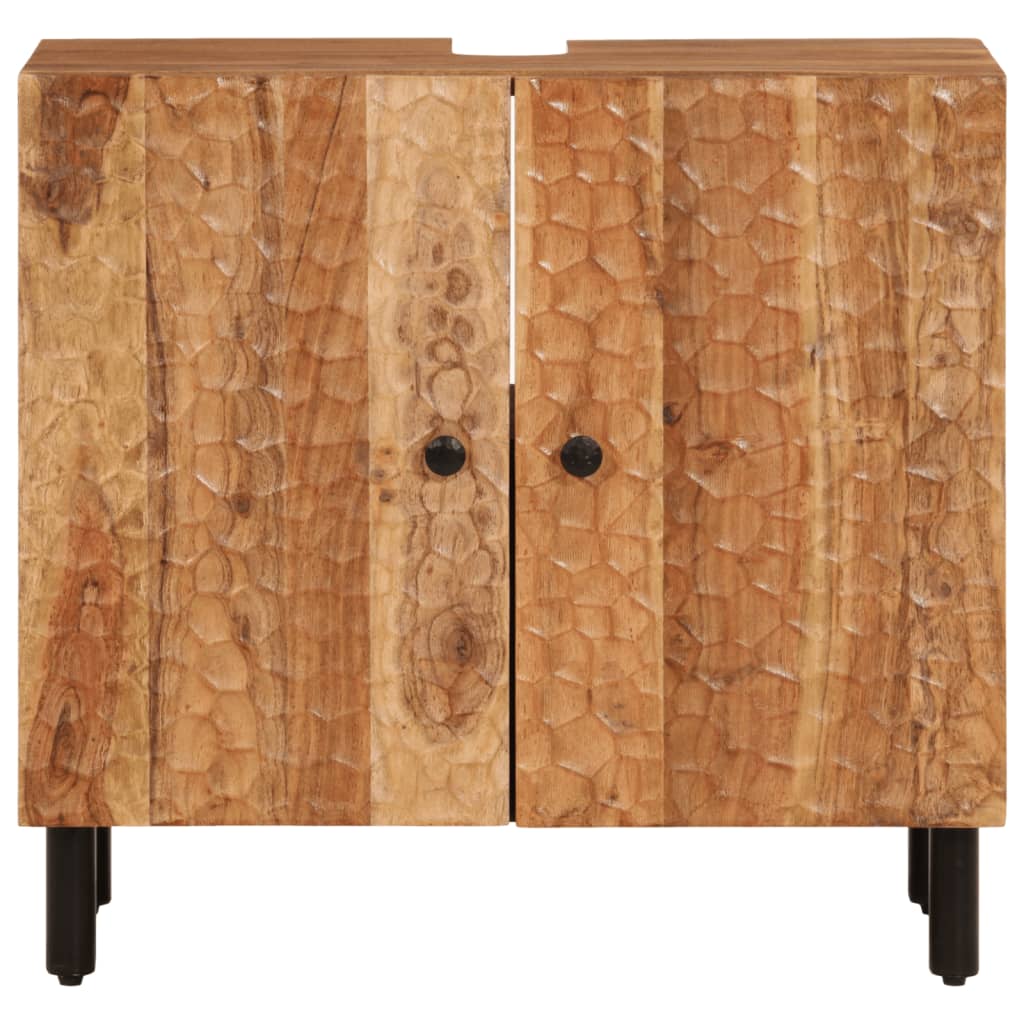 vidaXL Wastafelkast 62x33x58 cm massief mangohout zwart
