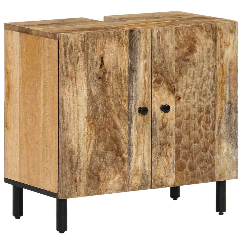 vidaXL Wastafelkast 62x33x58 cm massief mangohout zwart
