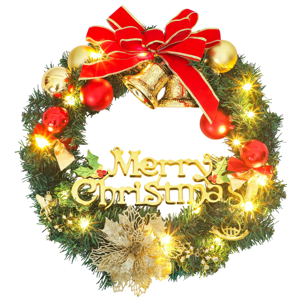 vidaXL Kerstkrans met 15 LED's 30 cm groen