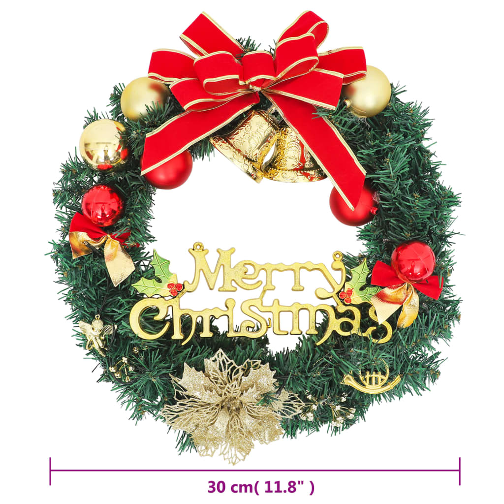 vidaXL Kerstkrans met 15 LED's 30 cm groen